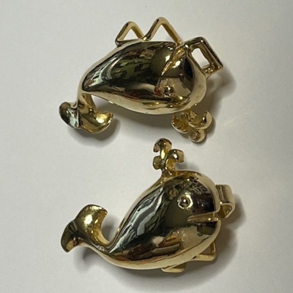 VTG Mimi Di N 1979 Gold Tone Metal 2 Piece Whale Belt Buckle main image 5